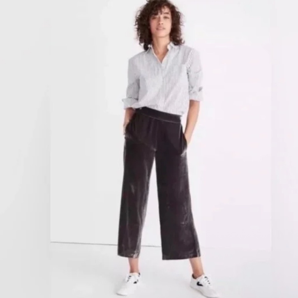 Madewell velvet pull on cropped wide leg‎ pants size S